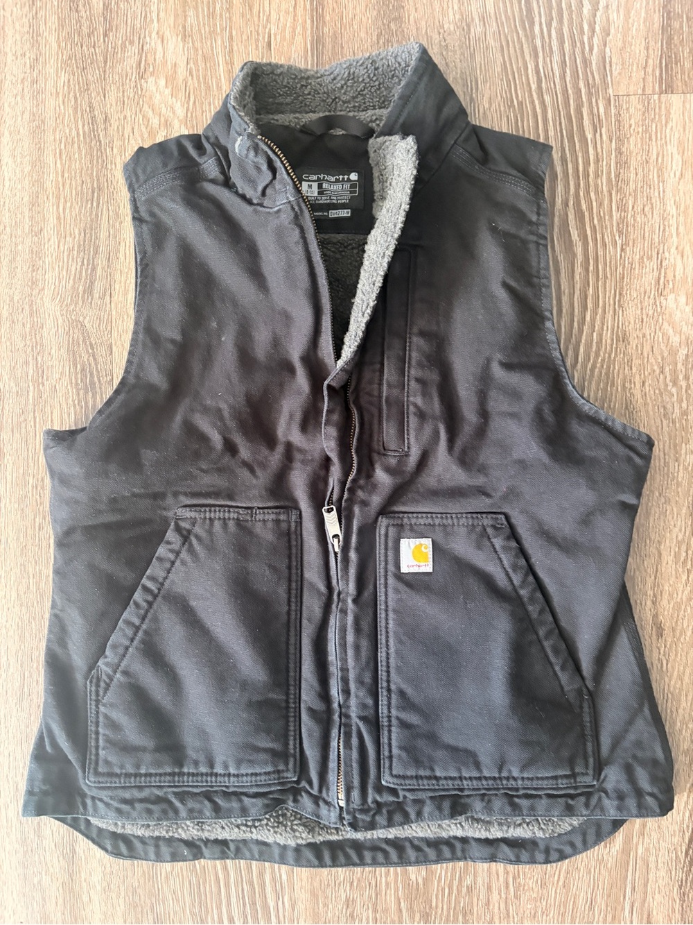 Carhartt Womens Black Sherpa-Lined Work Vest Medium